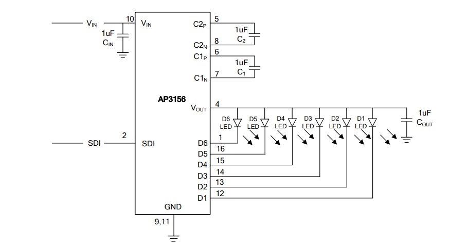 Application Circuit Diagram - Diodes Incorporated AP3156 LED Drivers